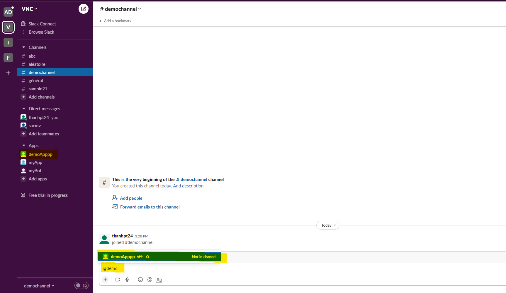 Add chat bot to the channel